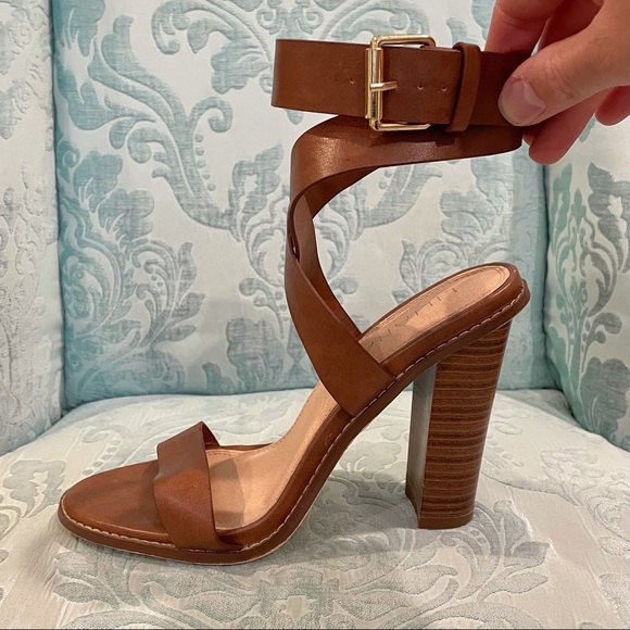 Lulus Shoes - Lulus Strappy Ankle Strap Stacked Heel Brown Sandal